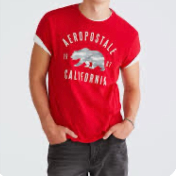 Men's AEROPOSTALE Red Camo Bear Graphic Tee - Picture 1 of 11